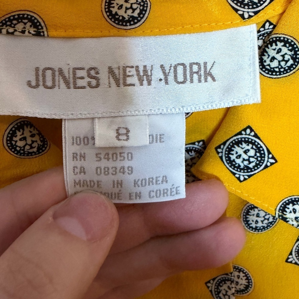 Vintage Jones New York 100% Silk 2-Piece Skirt Set Yellow Print Size - Picture 2 of 11